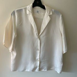 Aritzia Silk button down crop blouse